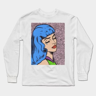 Blue Bangs Crying Comic Girl Long Sleeve T-Shirt